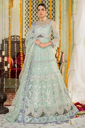 Elegant Mint Green Dress Pakistani with Pishwas #PF406