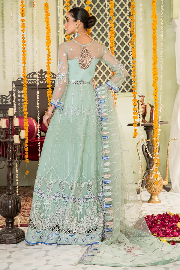 Elegant Mint Green Dress Pakistani with Pishwas #PF406