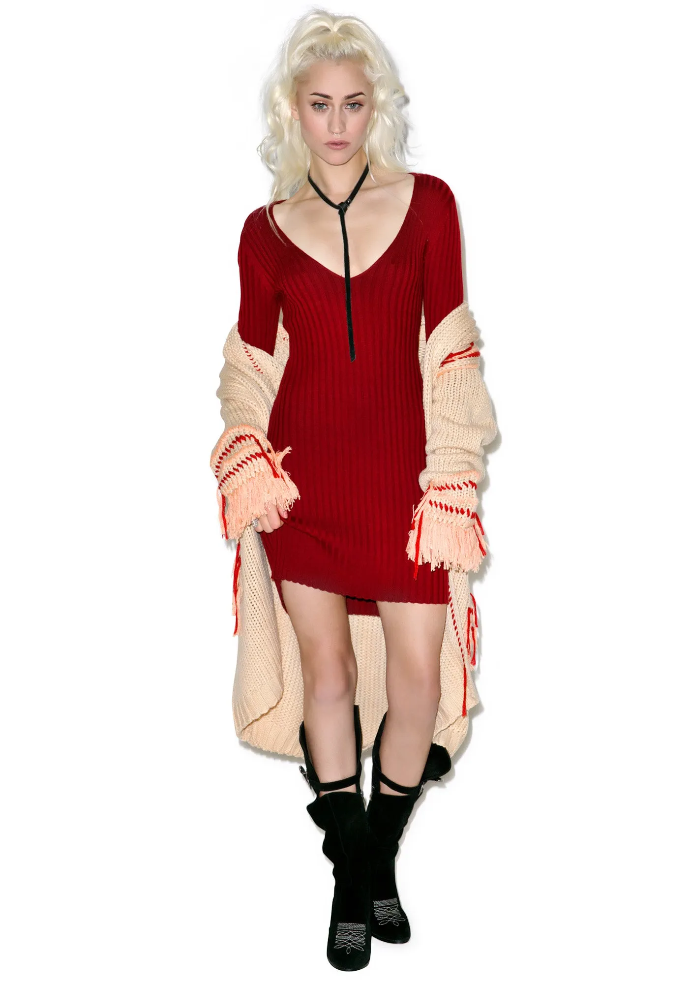 Everyday is V-Day Knit V-Neck Dress