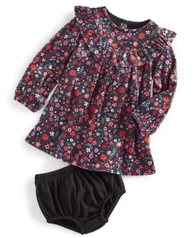 First Impressions Baby Girls Floral Ruffled Dress - Scarlet Crush