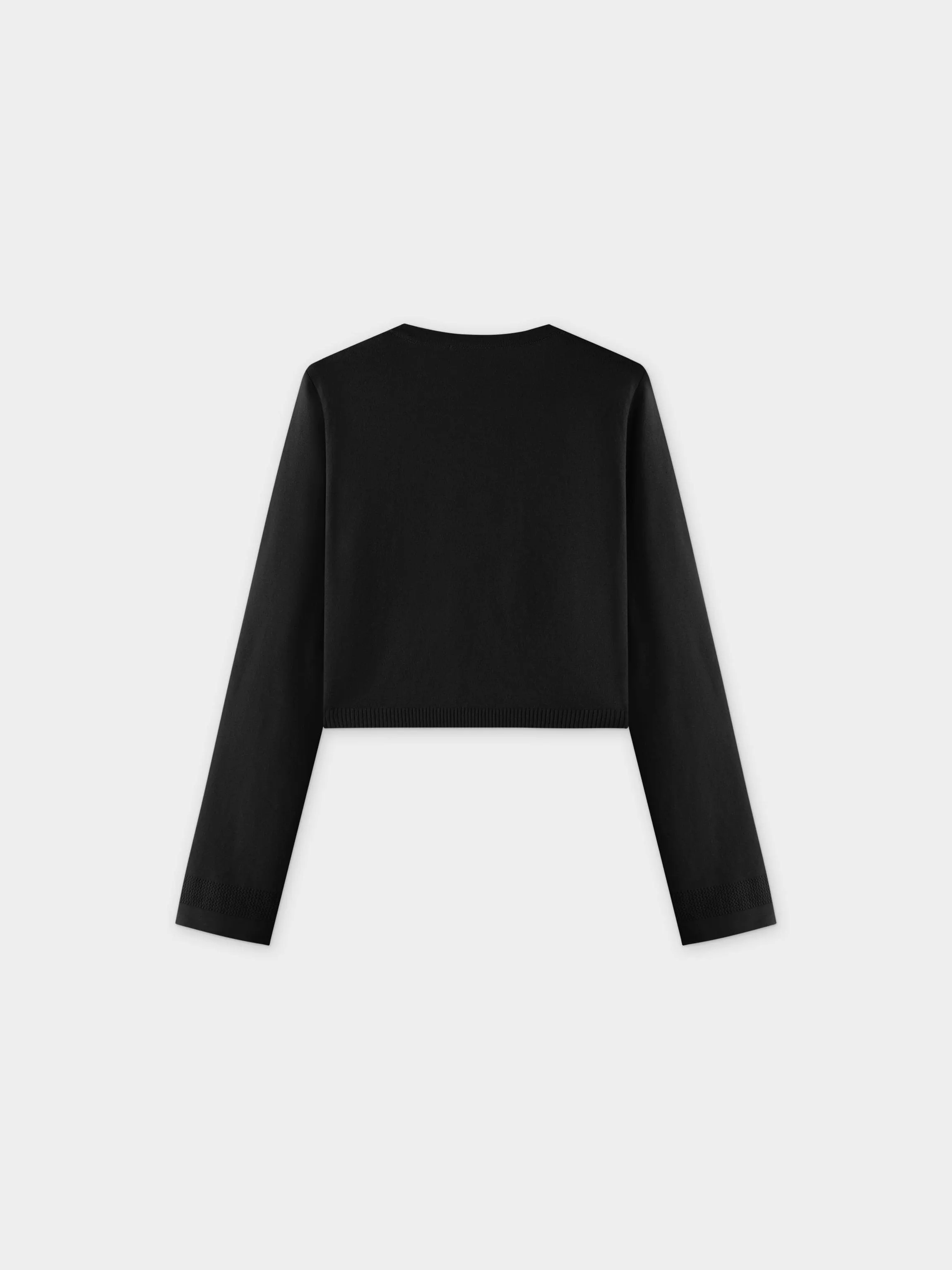 Flat Ribbed Trim Shrug-Black