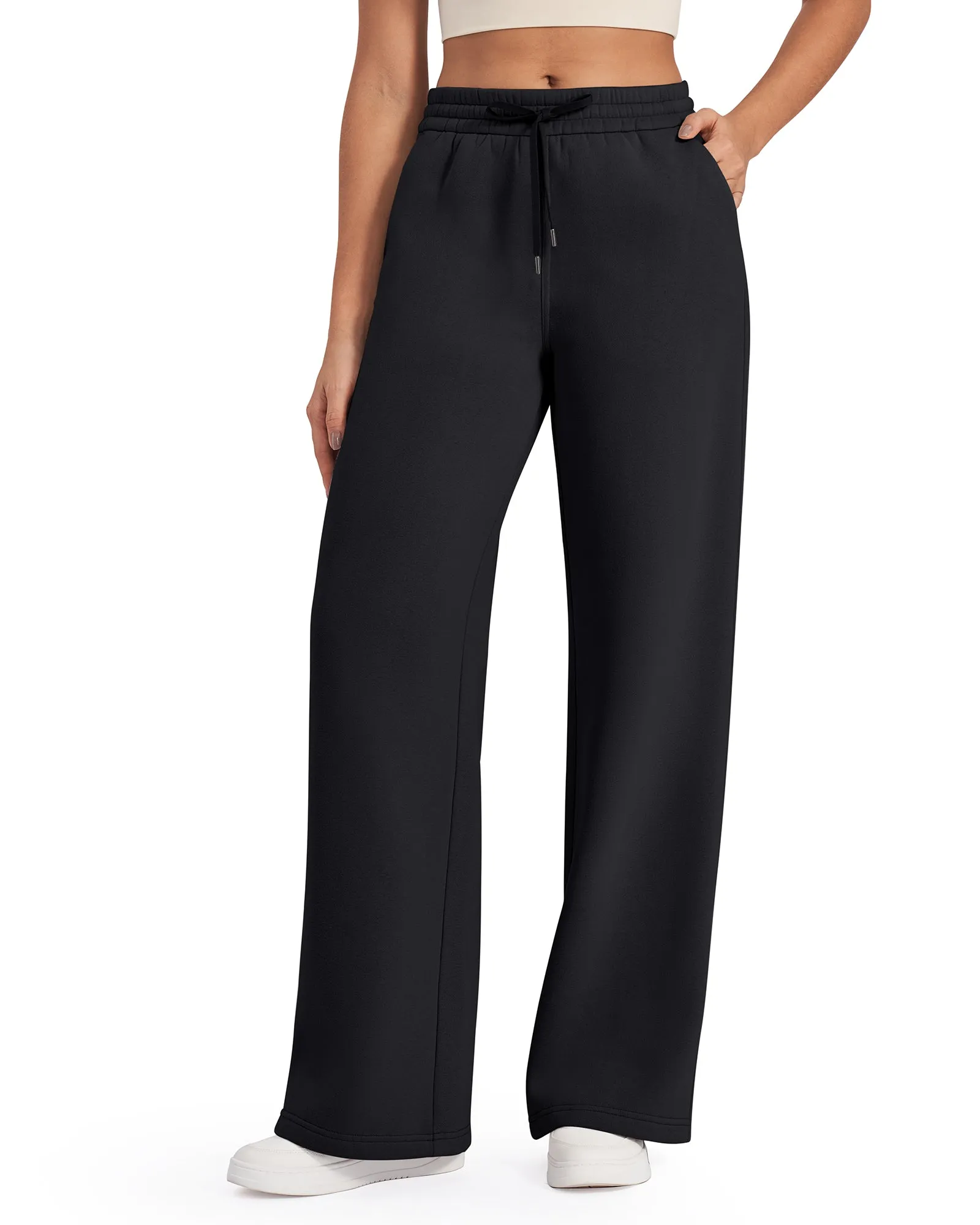 Fleece Lined Drawstring High-Waist Pants 31