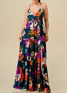 Floral Print Spaghetti Strap Maxi Dress