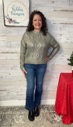 Foiled Cable Knit Sweater