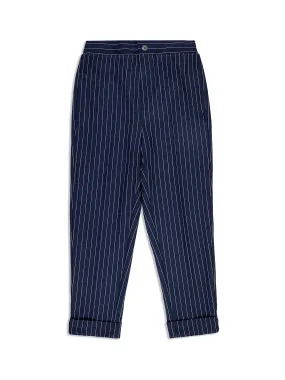 Gessato Suiting Track Pant- Maritime Blue