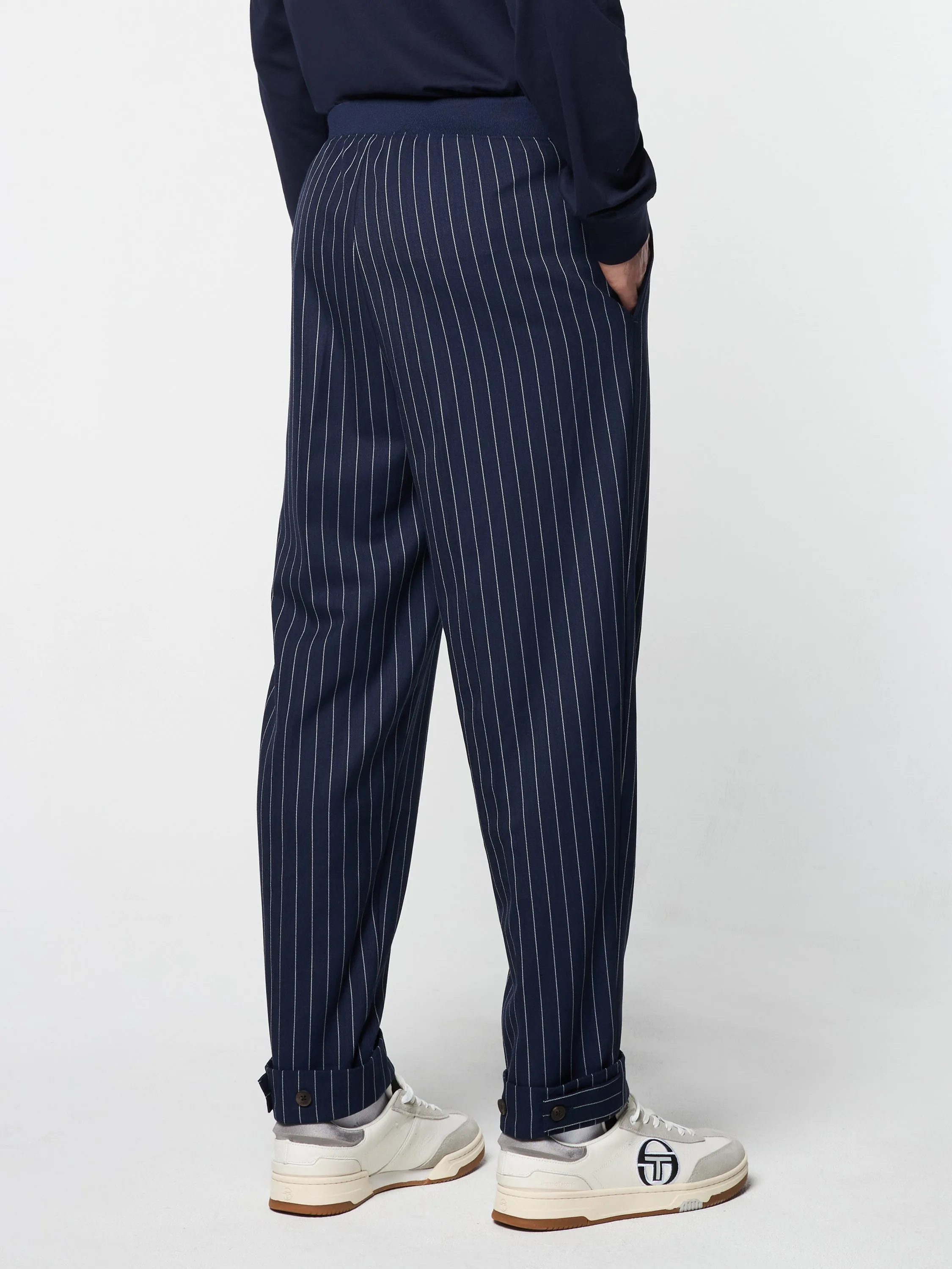 Gessato Suiting Track Pant- Maritime Blue