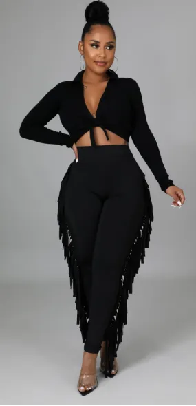 Girl Fringe Stretch Pants