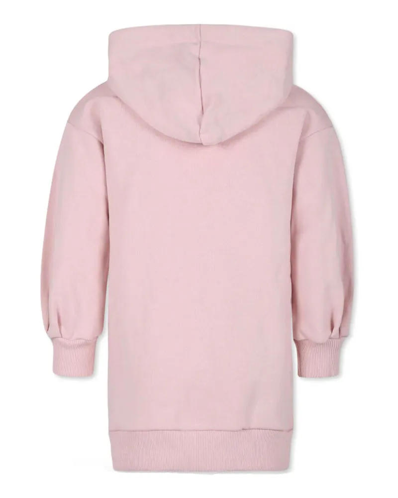 Girls Pink Hooded Logo Sweater Dress