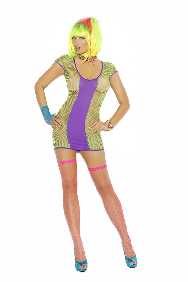 Glow in the Dark Rave Wear Mini Dress