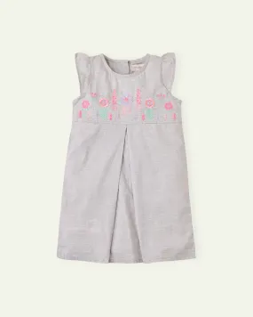 Grey Dress With Neon Embroidery