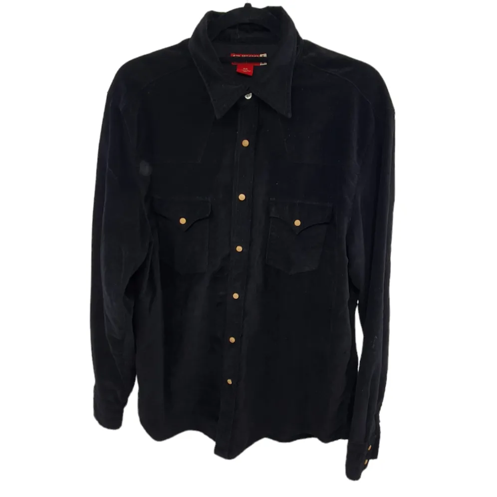 Guess Black Velvet style western shirt 100% cotton - Medium - Preloved