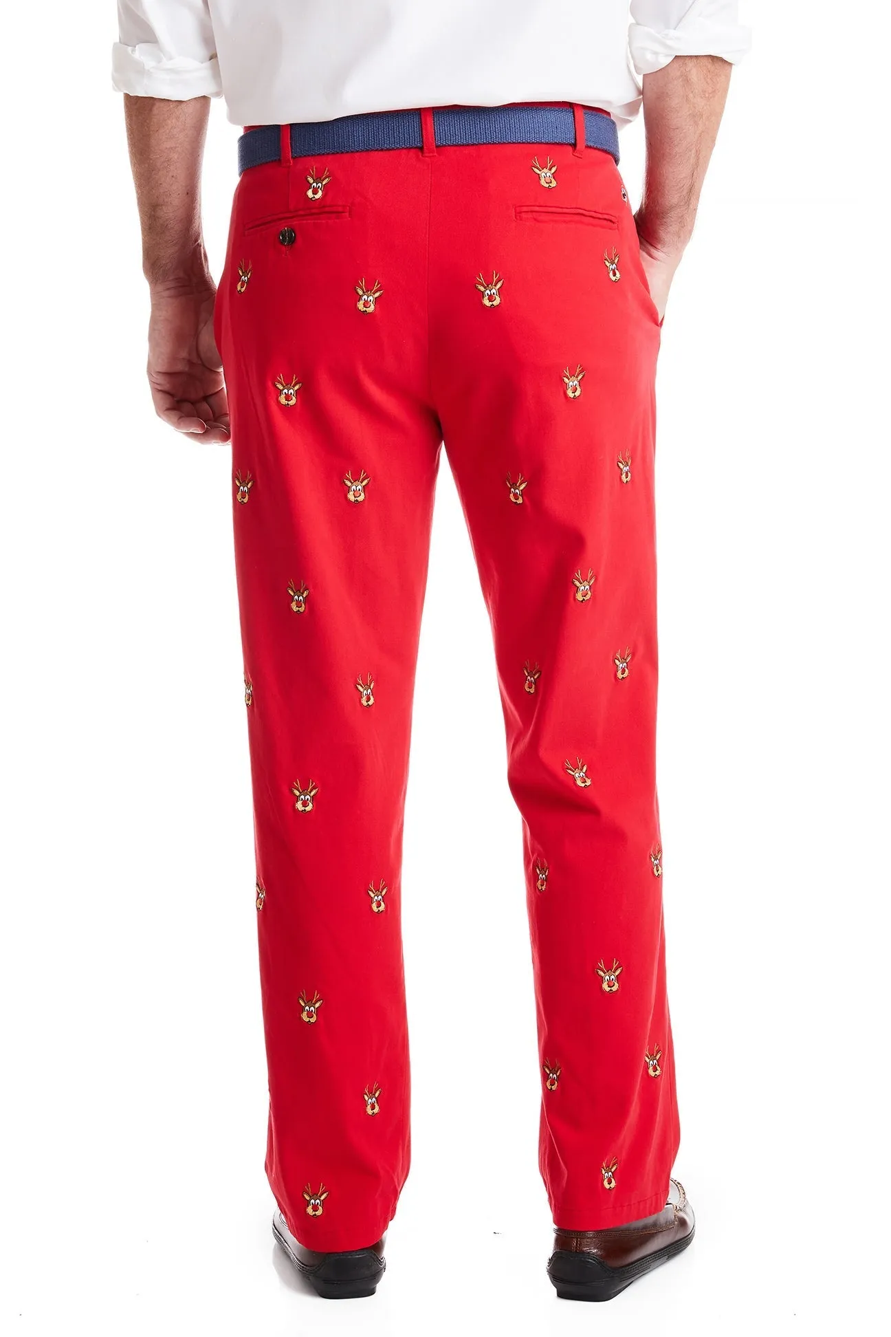 Harbor Pant Stretch Twill Bright Red with Rudolph