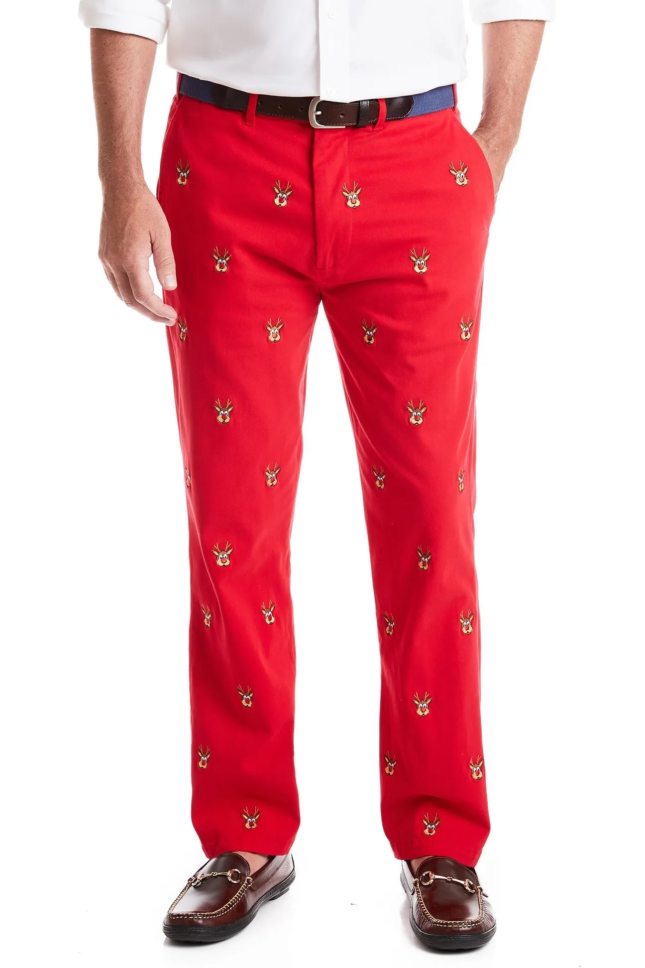 Harbor Pant Stretch Twill Bright Red with Rudolph