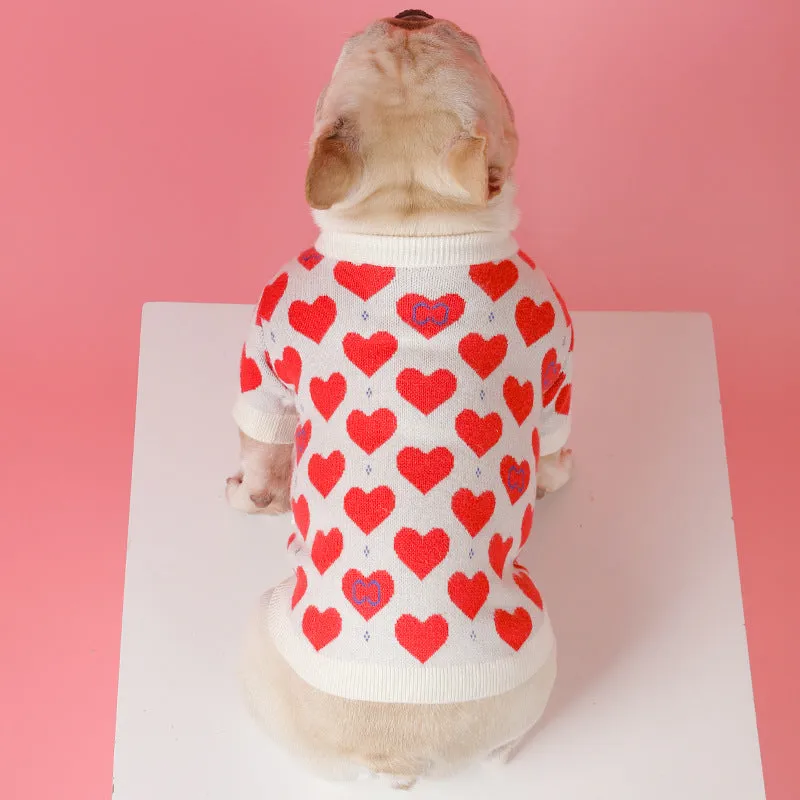 Hearts - Winter Sweater for French Bulldog (WJ09)