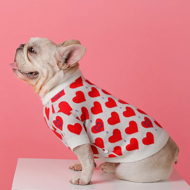 Hearts - Winter Sweater for French Bulldog (WJ09)