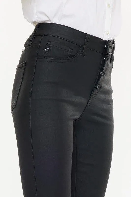 High Rise Black Coated Ankle Skinny Jean-Kc6341Abk