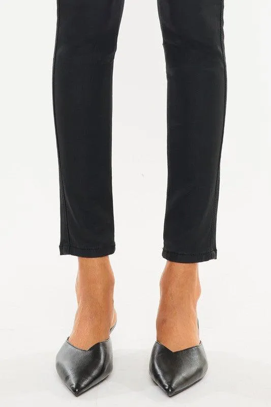 High Rise Black Coated Ankle Skinny Jean-Kc6341Abk