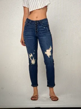 High Waist Button Fly Jeans