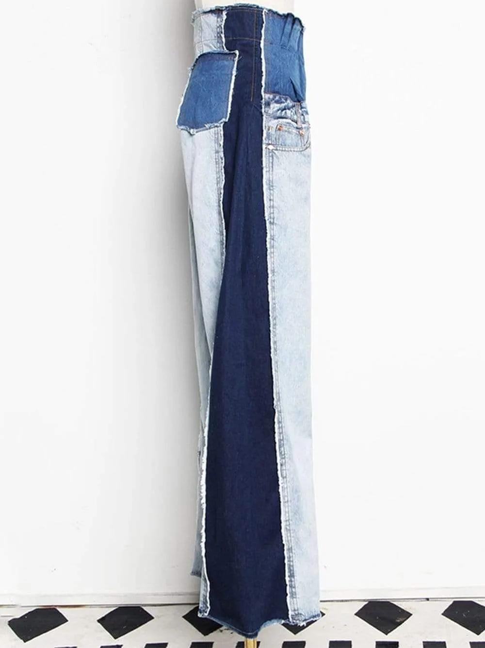 High-Waist Denim Trousers