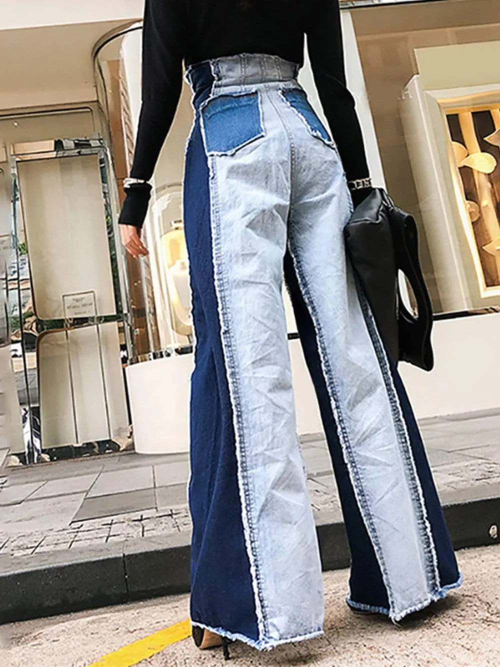 High-Waist Denim Trousers