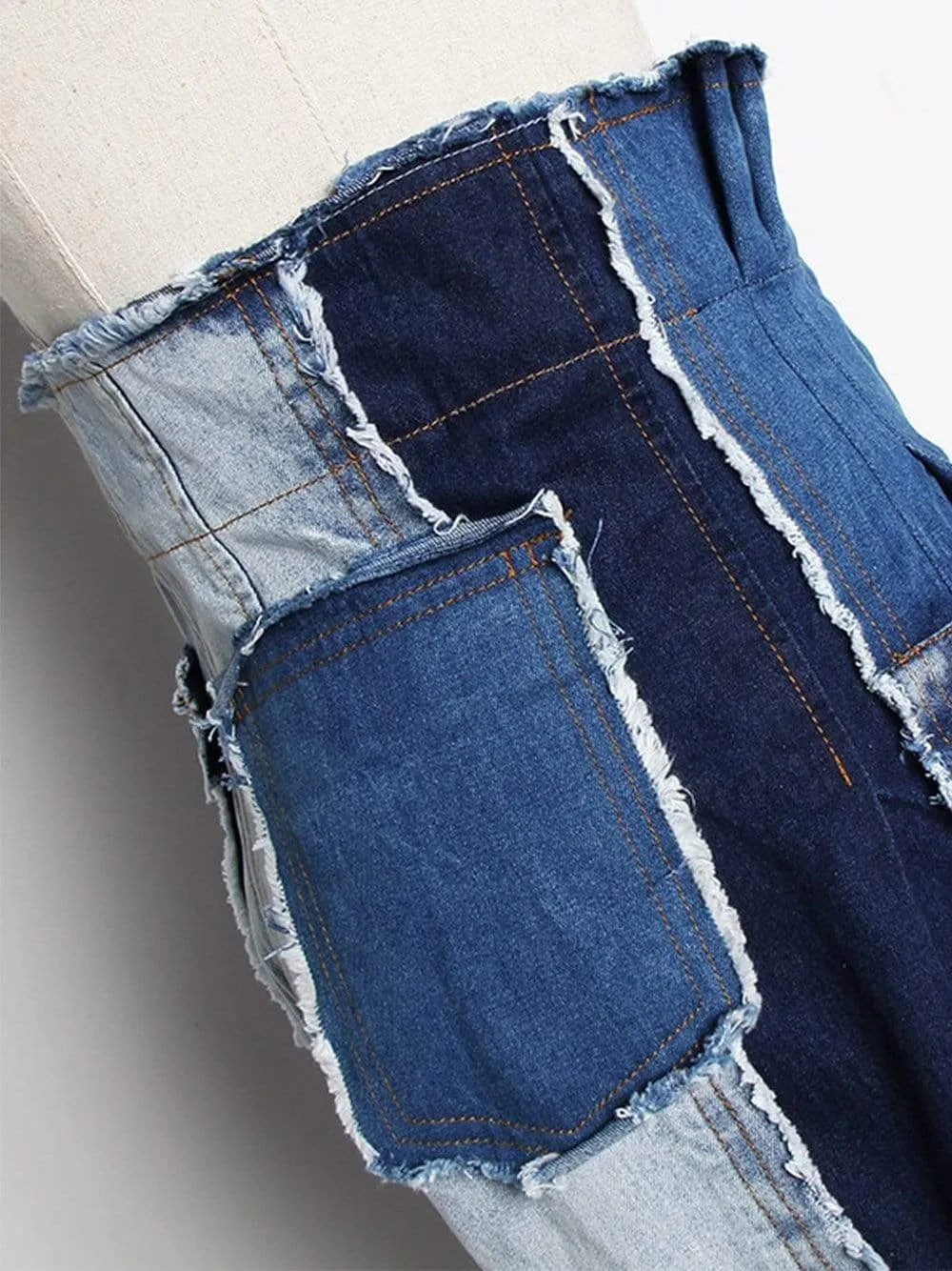 High-Waist Denim Trousers