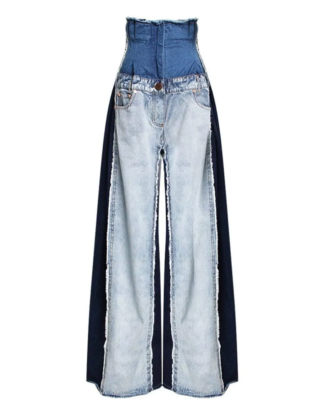 High-Waist Denim Trousers