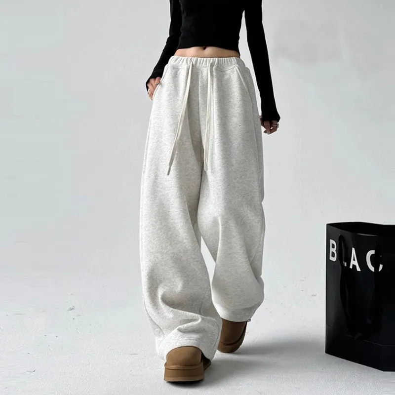 High waist drawstring drape slimming rest women wide leg pants