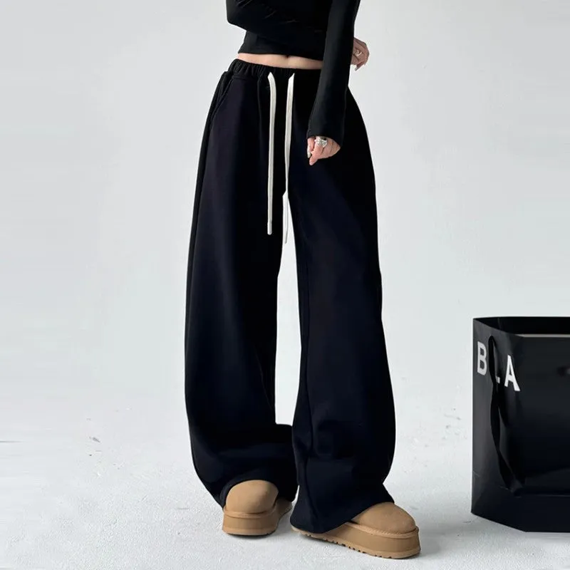 High waist drawstring drape slimming rest women wide leg pants