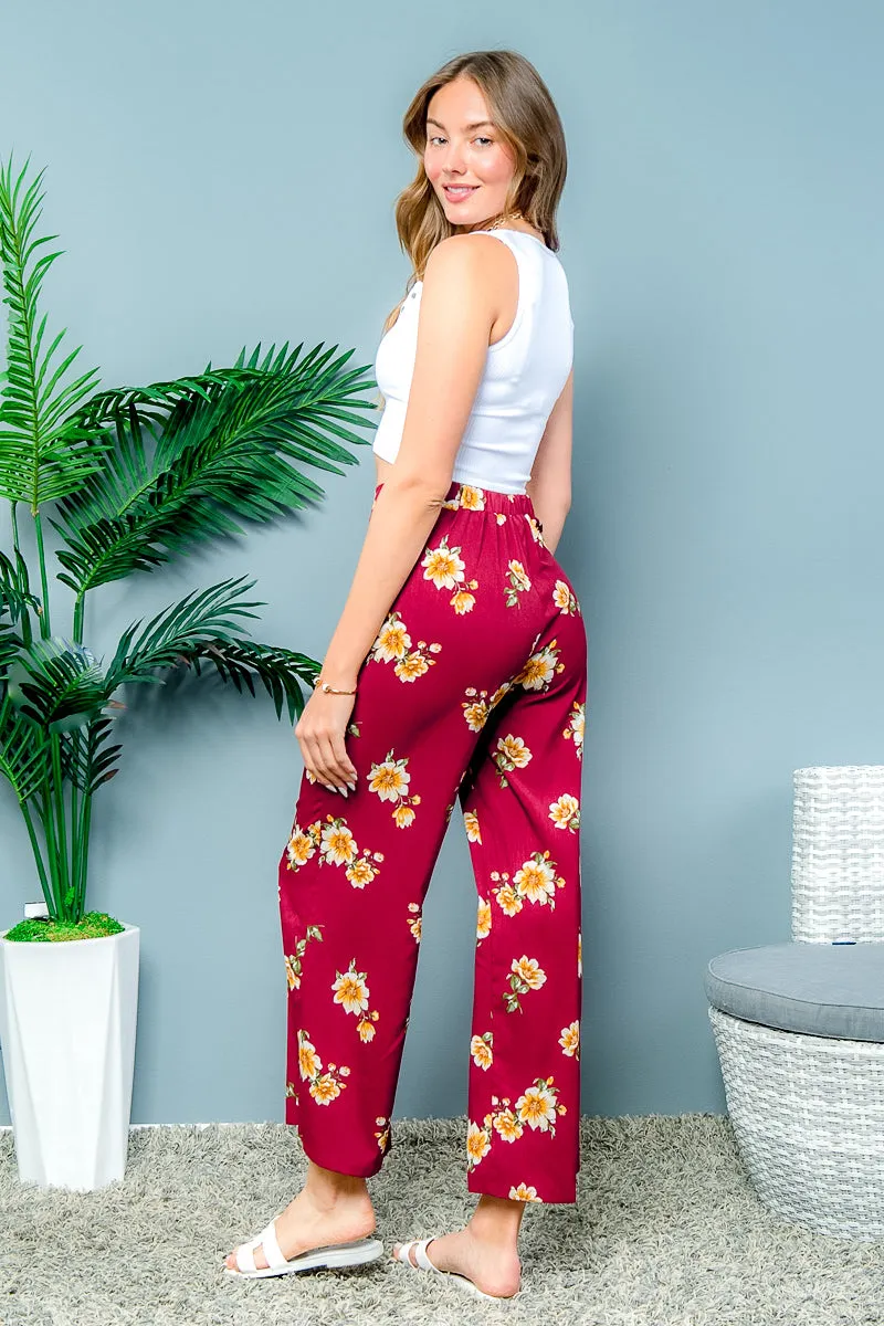 High Waist Floral Print Palazzo Pants (EM4840)