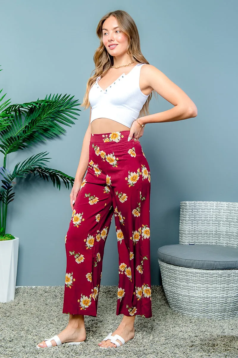 High Waist Floral Print Palazzo Pants (EM4840)