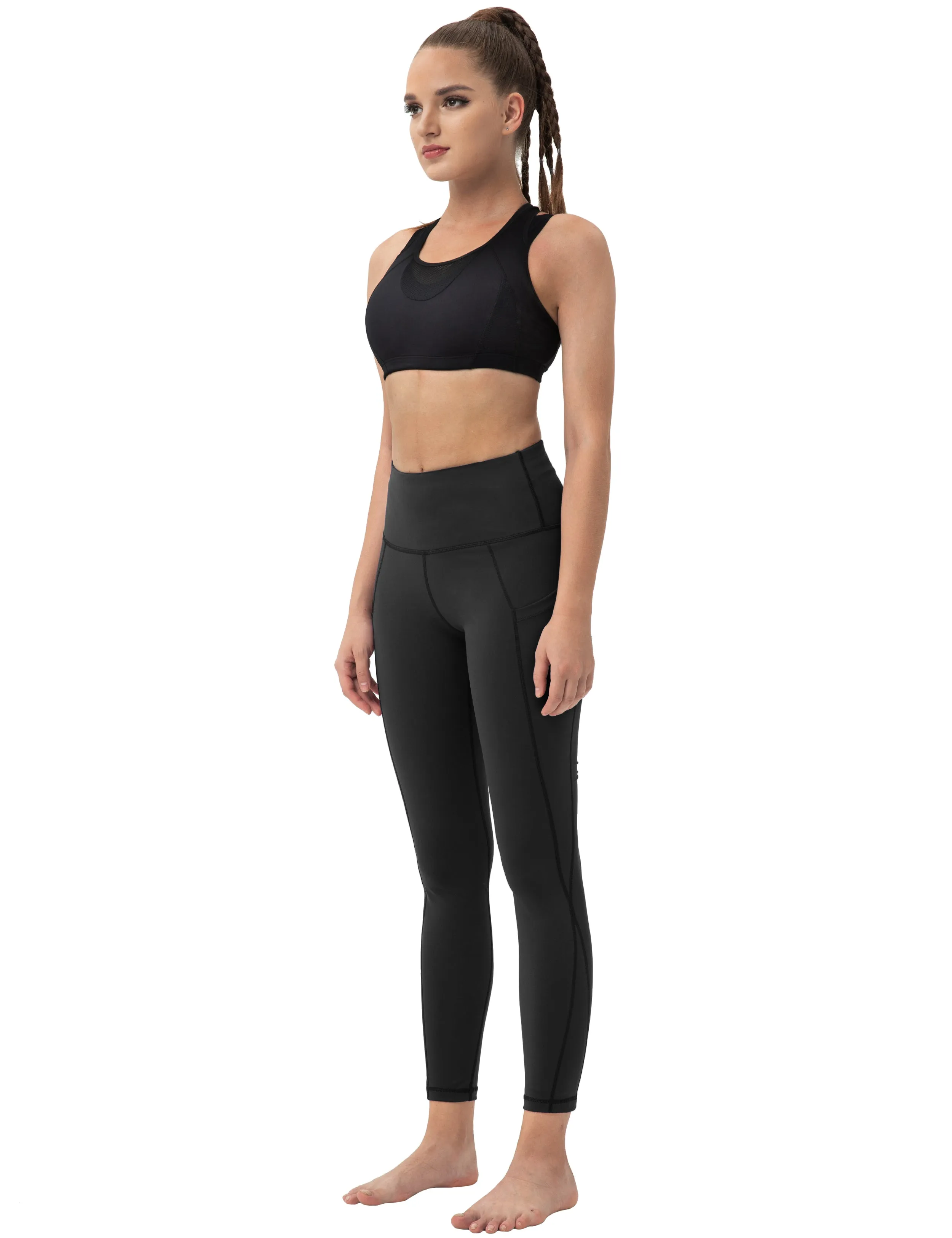 High Waist Side Pockets Jogging Pants black_Jogging