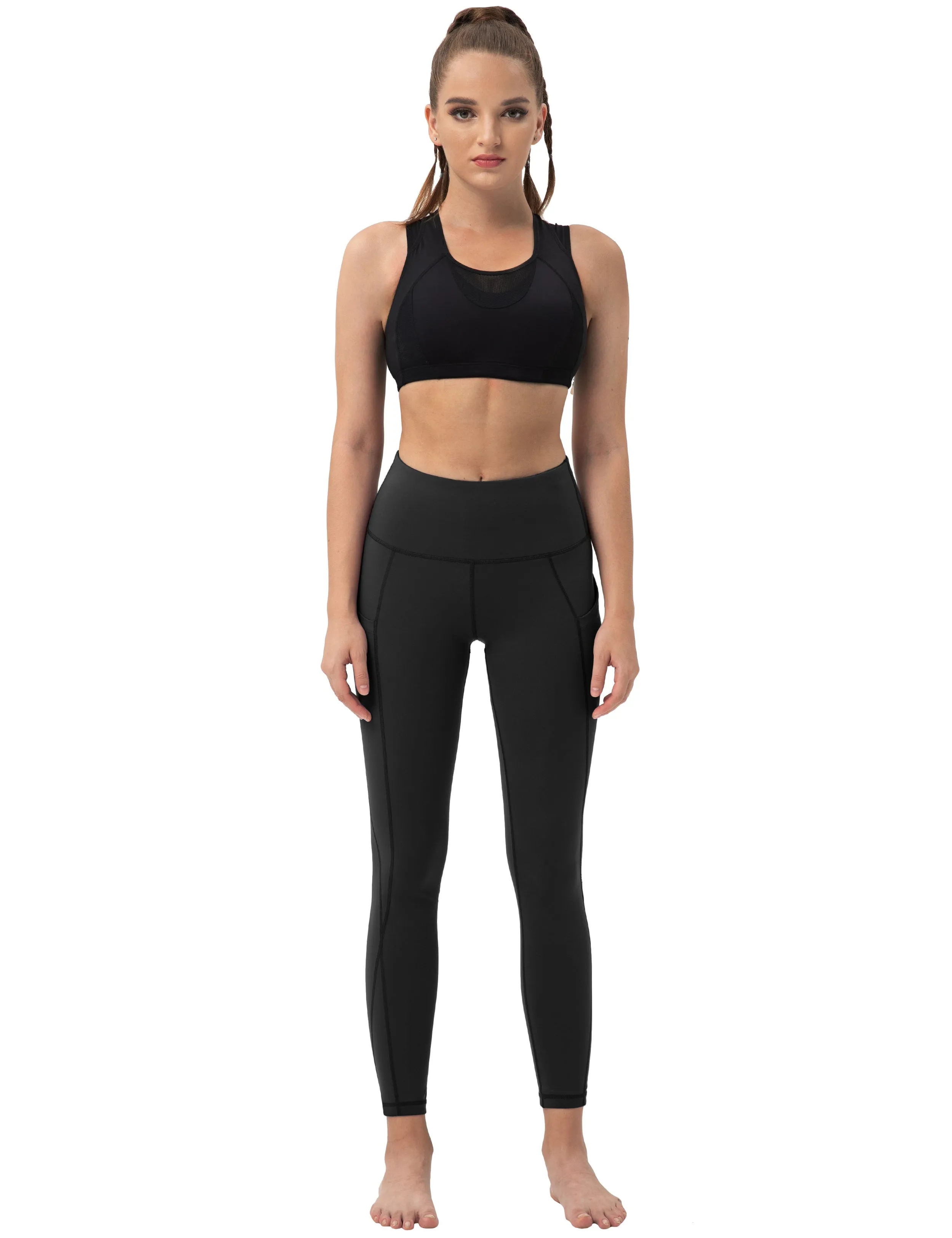 High Waist Side Pockets Jogging Pants black_Jogging