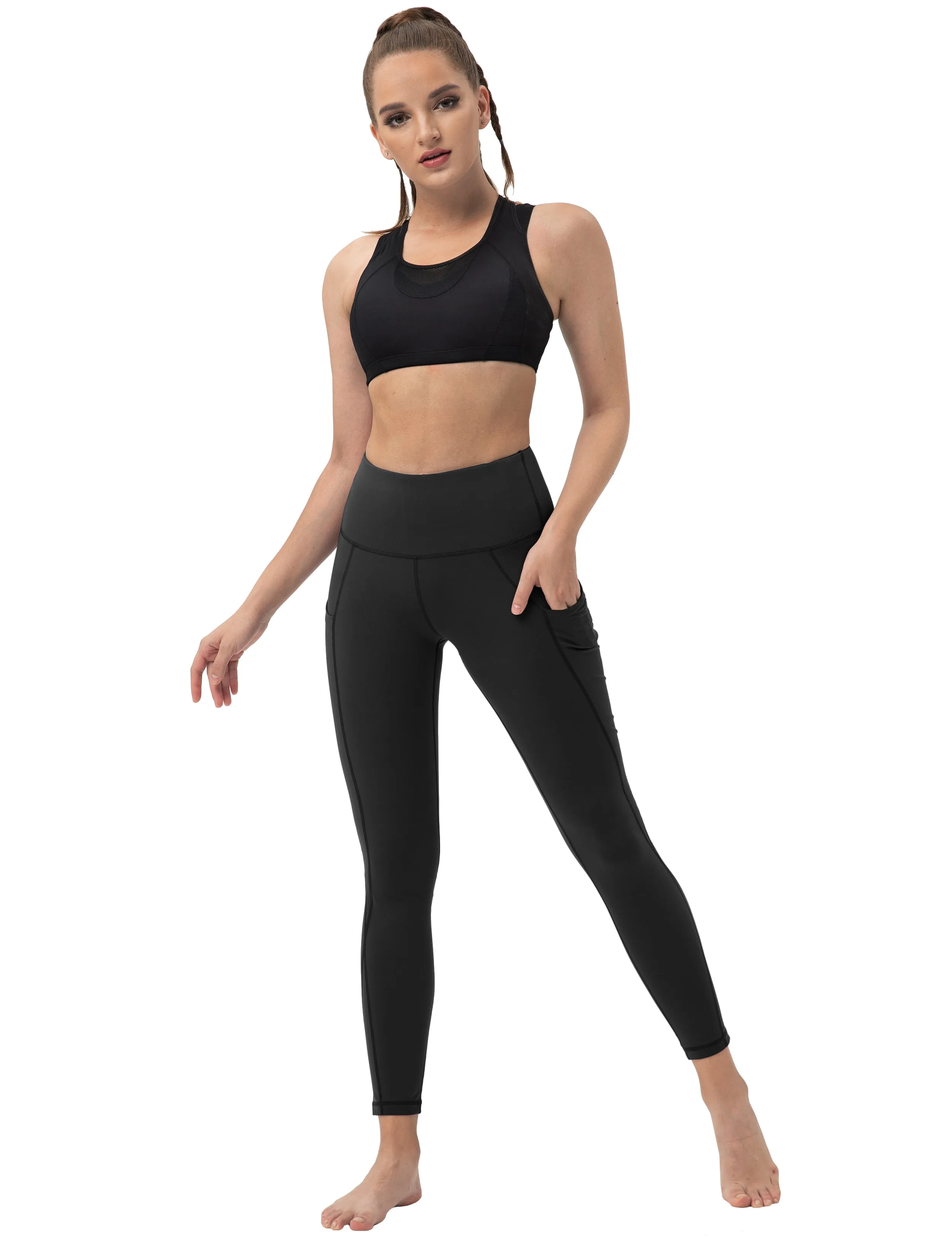 High Waist Side Pockets Jogging Pants black_Jogging