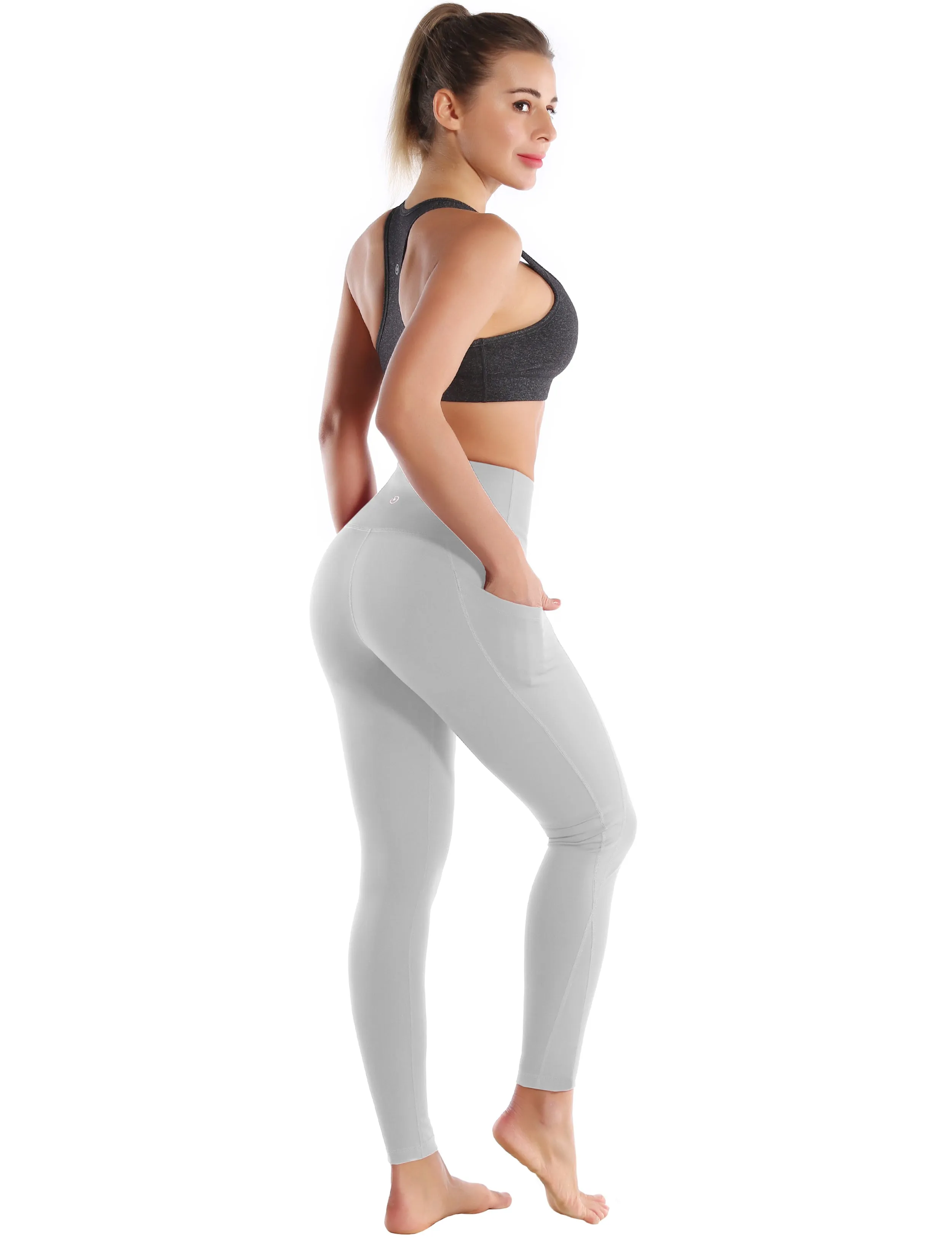 High Waist Side Pockets yogastudio Pants lightgray_yogastudio