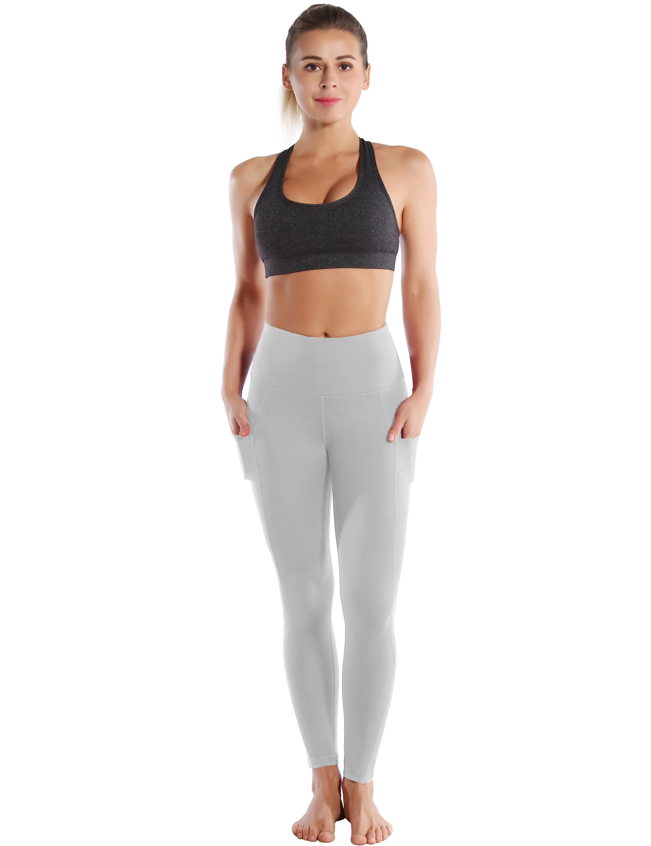 High Waist Side Pockets yogastudio Pants lightgray_yogastudio