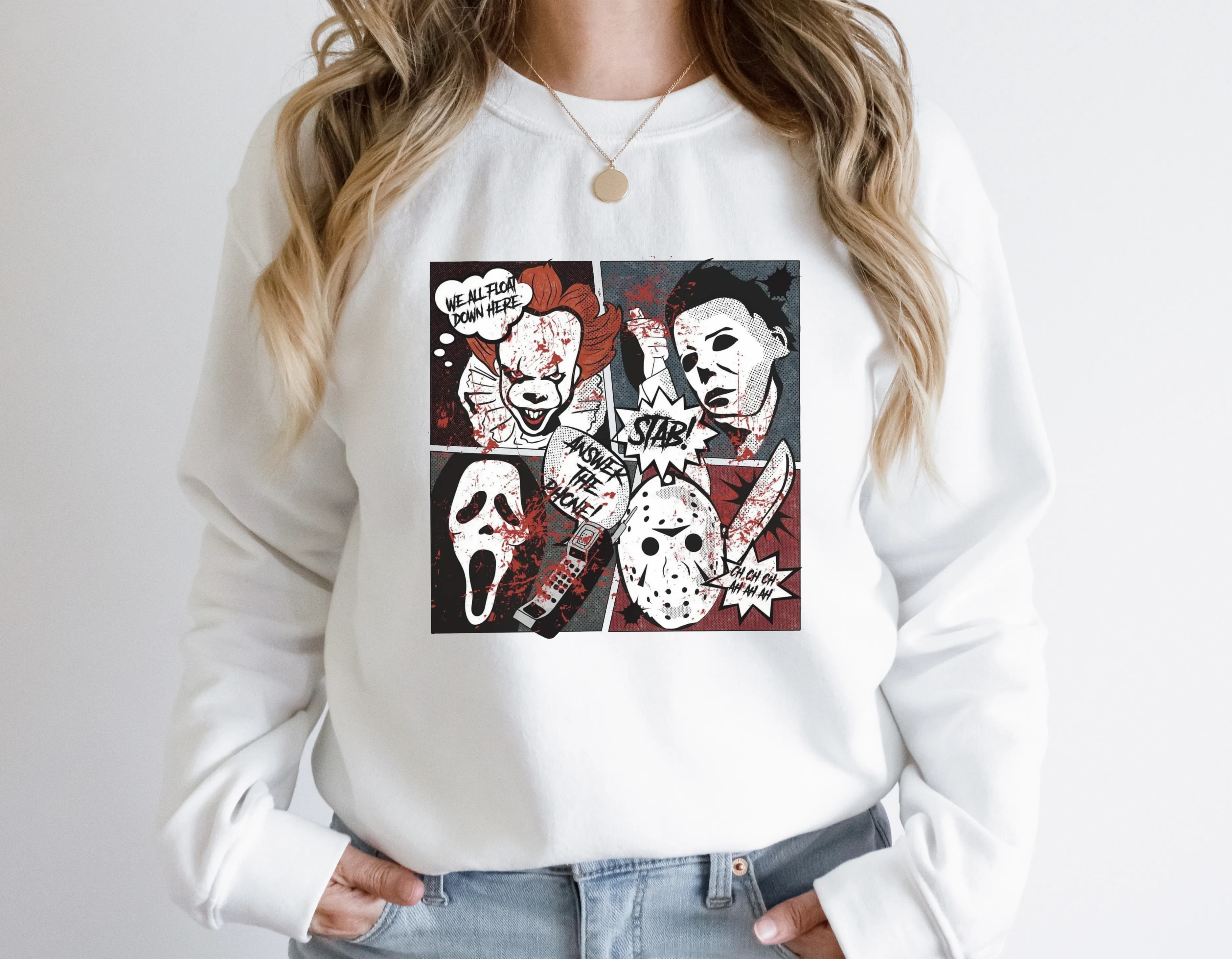 Horror Movie Halloween Comic Crewneck Sweatshirt