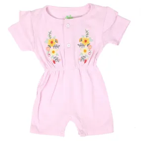 Infant Girls Knitted Romper Flower Bunch - Pink