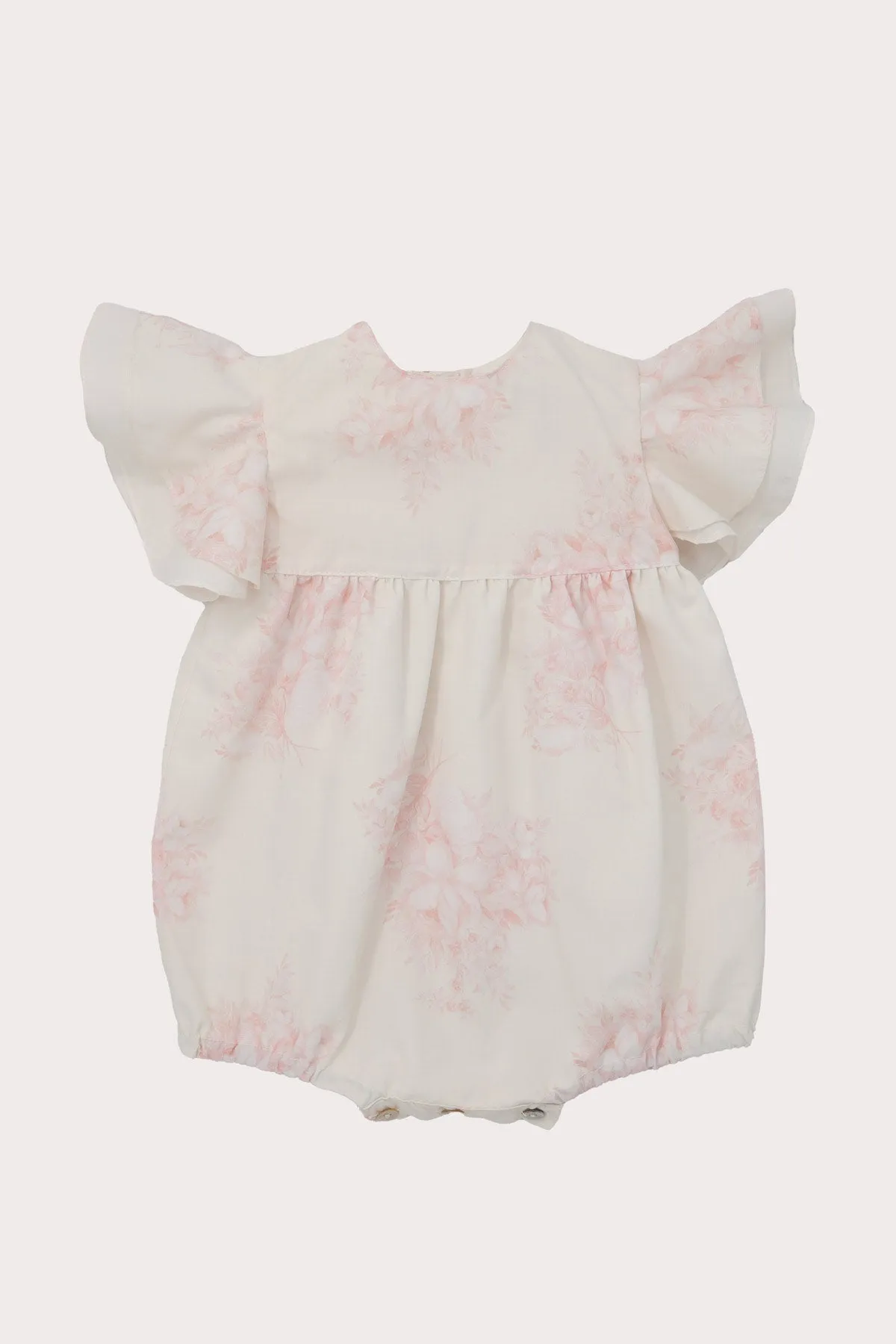 Ivory & Pink Floral Girls Romper (6M - 3Y)