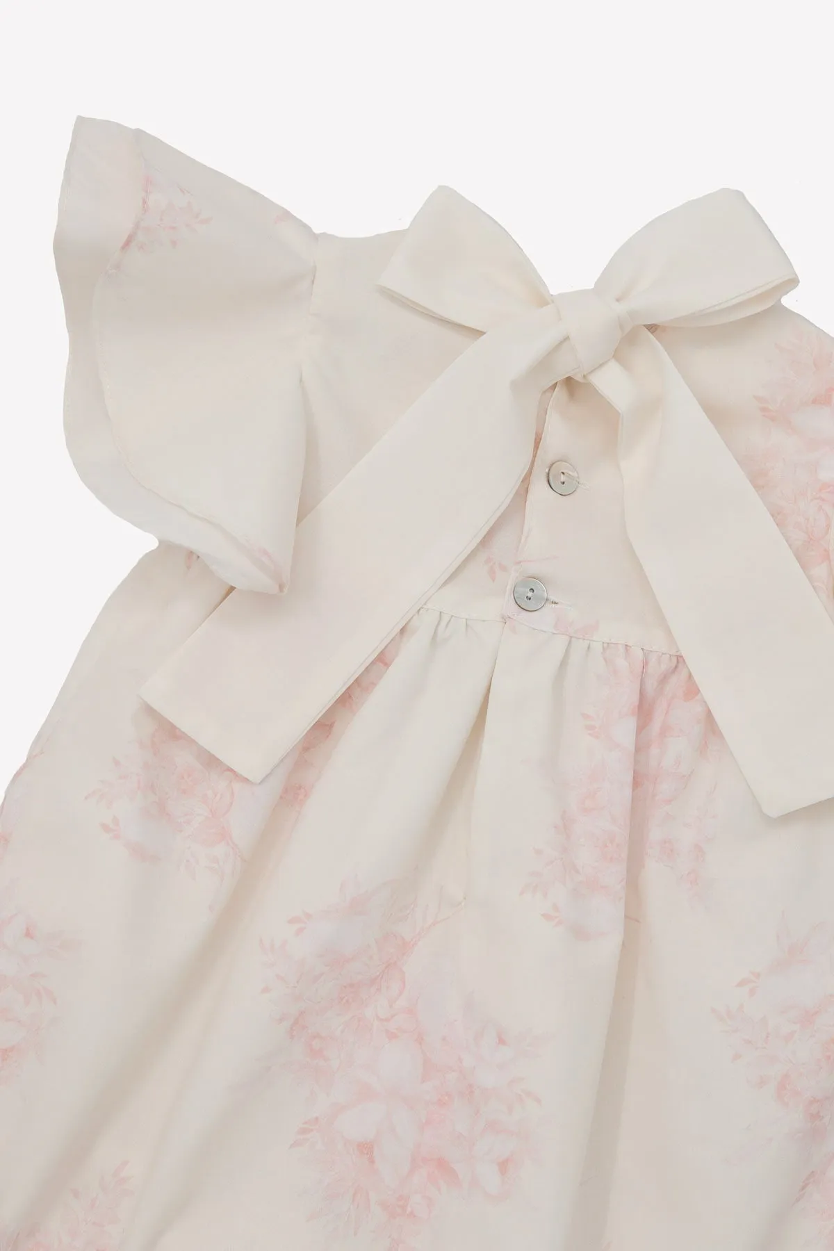 Ivory & Pink Floral Girls Romper (6M - 3Y)