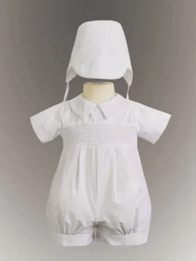 Jeremy Boys Smocked Cotton Christening Romper