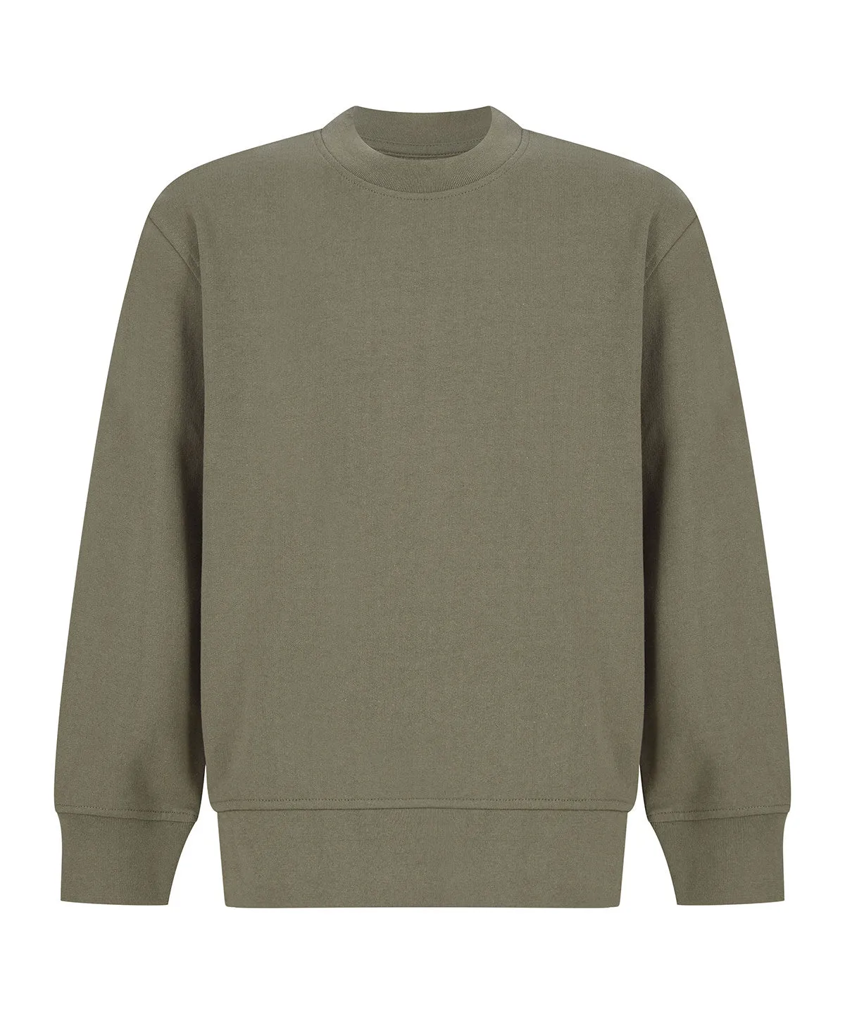 Kids sustainable fashion curved hem sweatshirt | Khaki