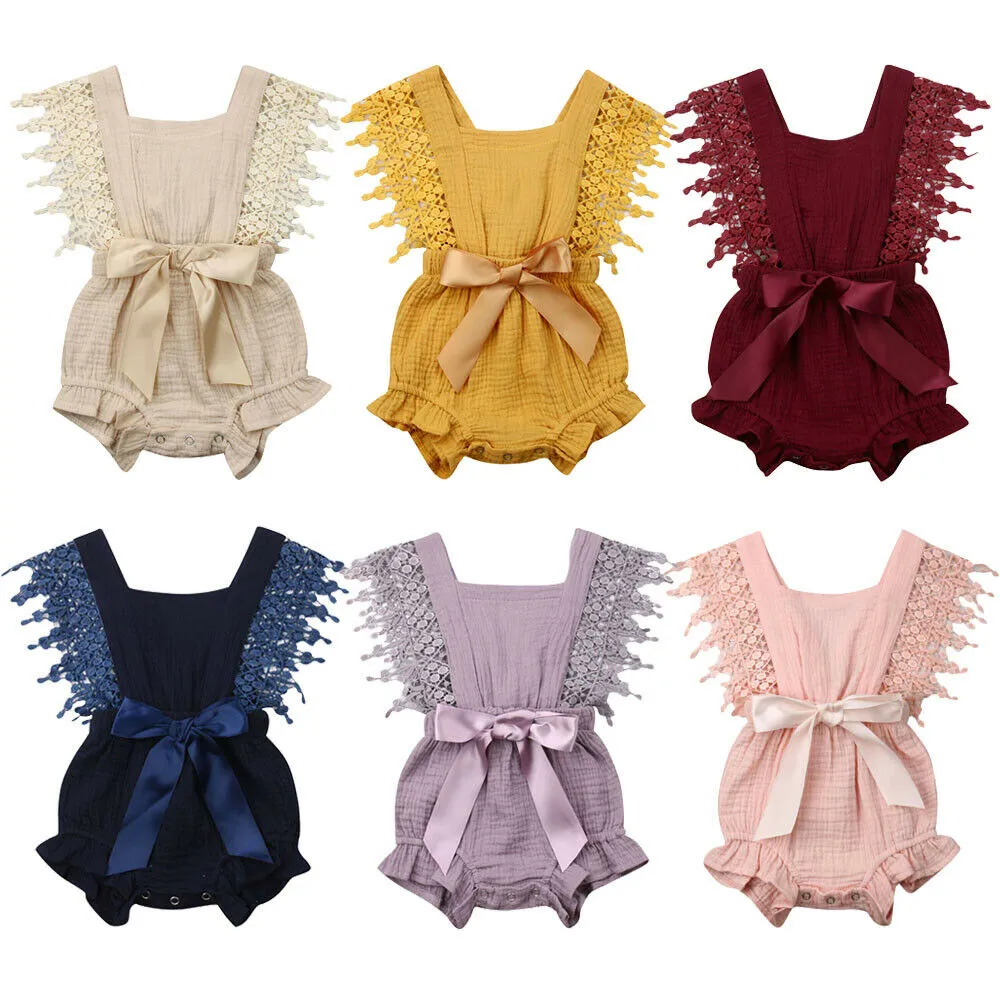 Lace Bow Romper (Multiple Colors)