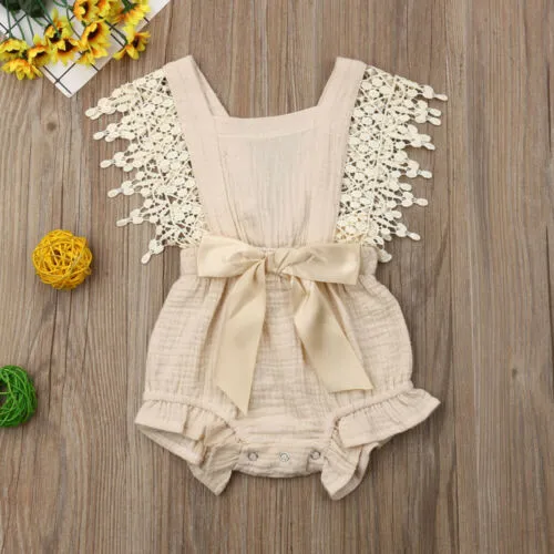 Lace Bow Romper (Multiple Colors)