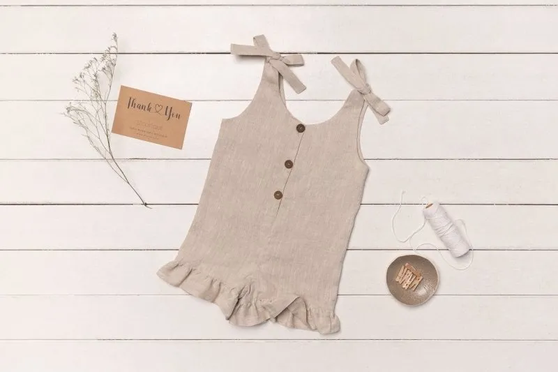 Linen Romper with Ruffles for Kids