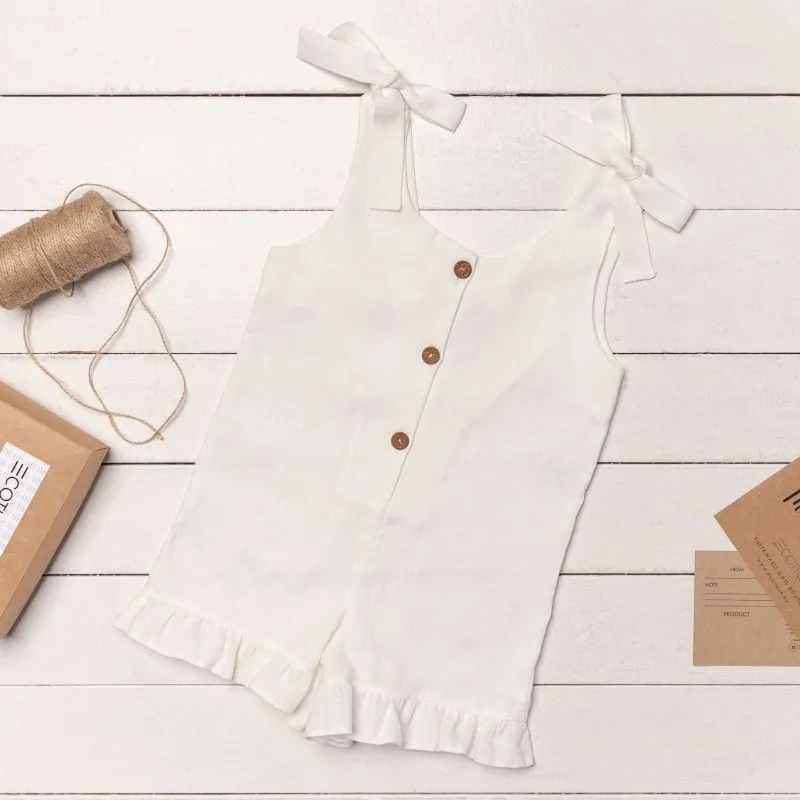 Linen Romper with Ruffles for Kids