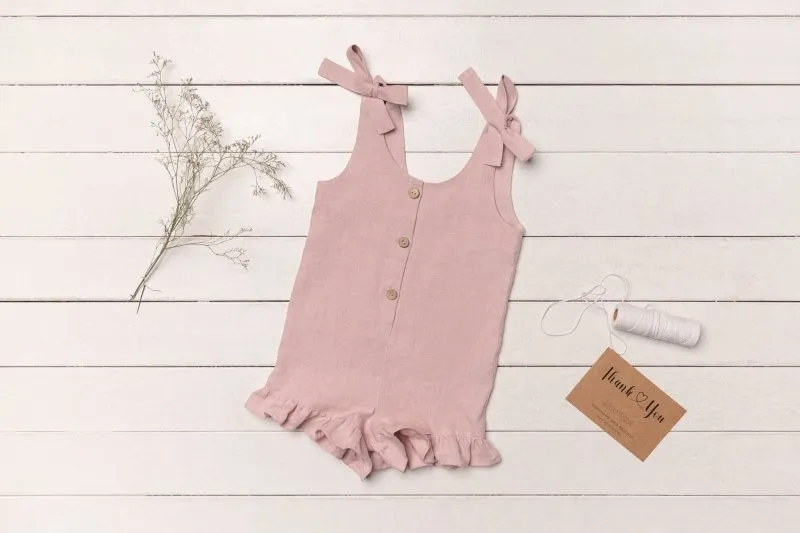 Linen Romper with Ruffles for Kids