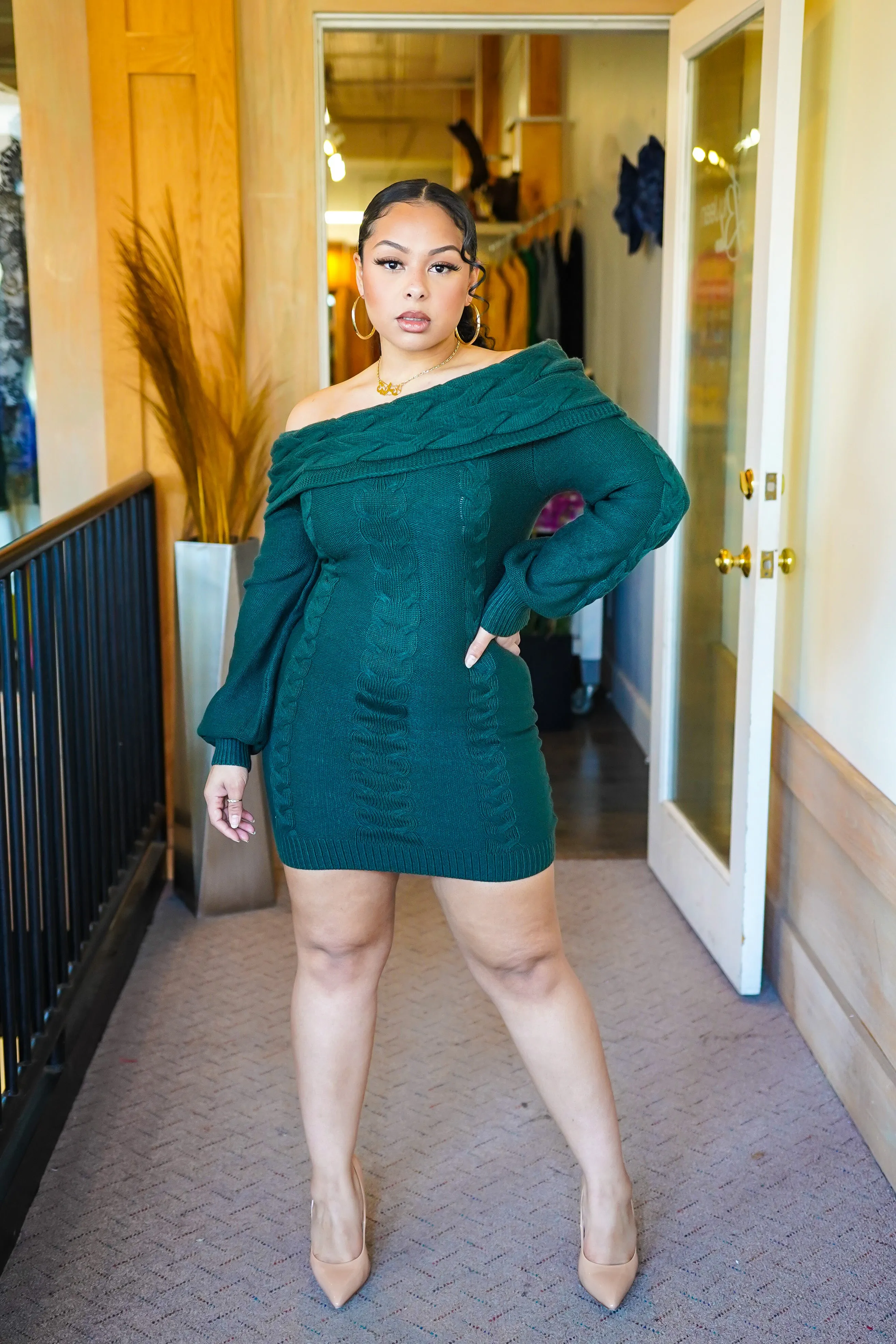 Lucinda Off Shoulder Sweater Dress