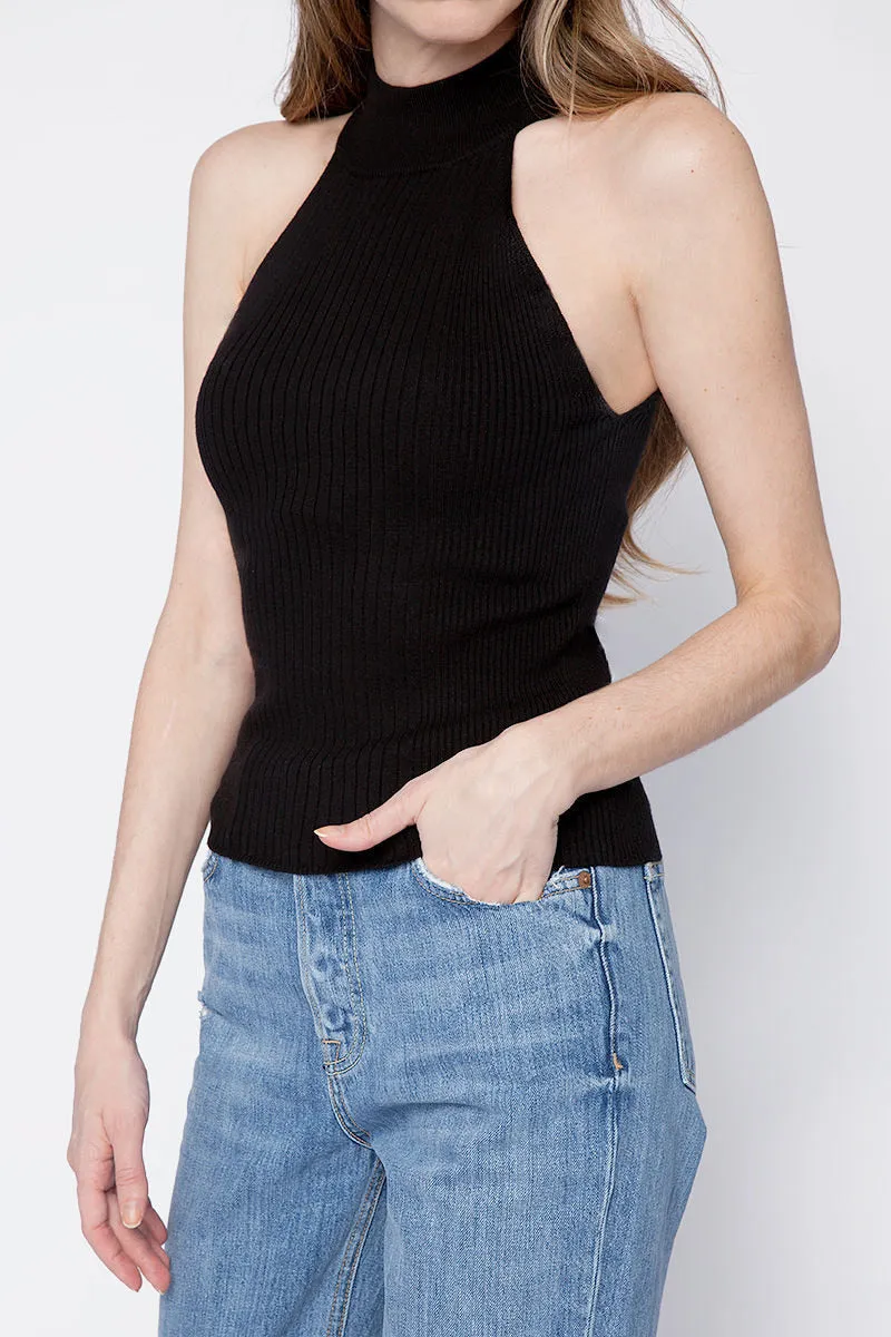 Luxe Halter Sweater in Noir