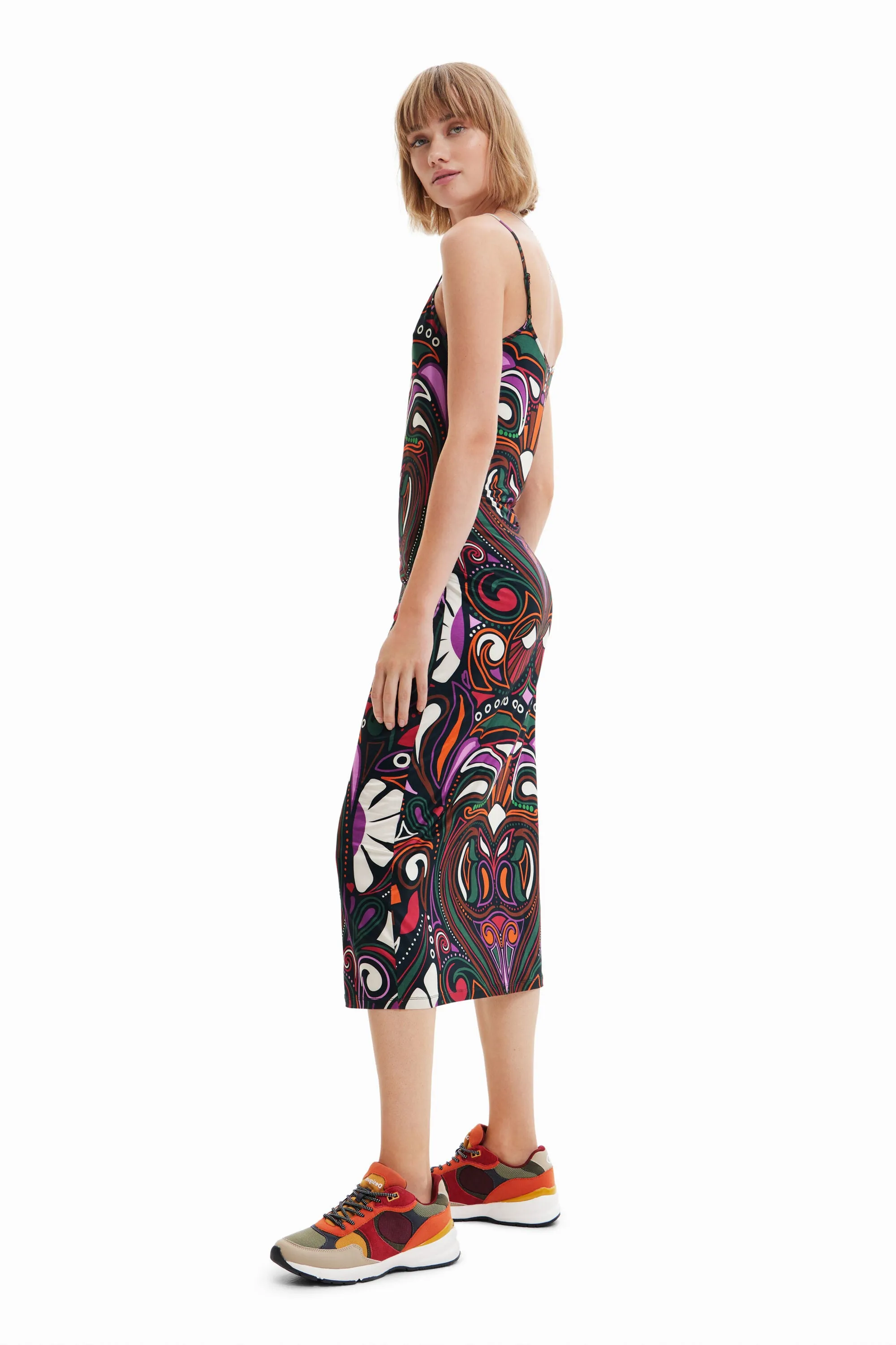 Marga Retro Groovy Slip Midi Dress Desigual by M. Christian Lacroix Style 22WWVK23