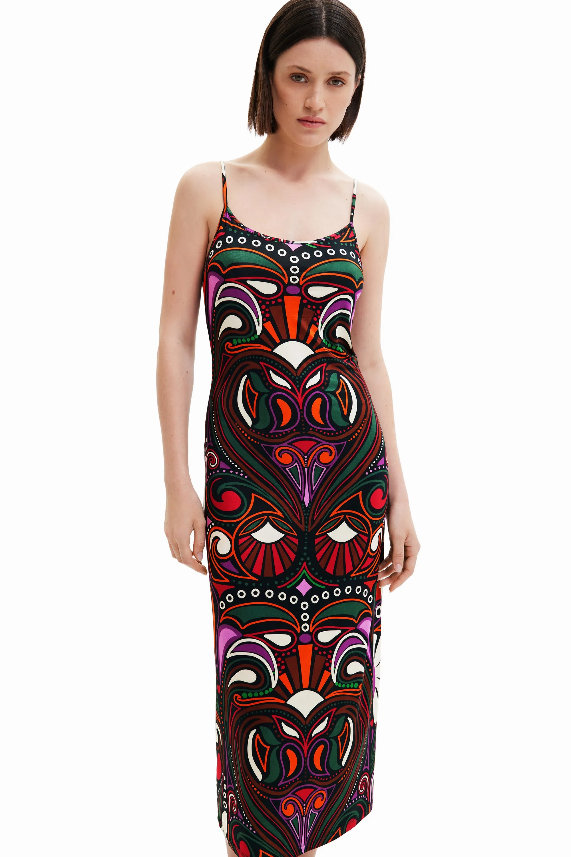 Marga Retro Groovy Slip Midi Dress Desigual by M. Christian Lacroix Style 22WWVK23